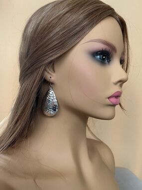 Sterling Silver Hammered Teardrop Drop Earrings - Women Jewelry